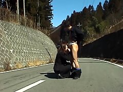 Outdoors video of naughty Maria Yukki giving a nice blowjob